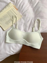Plunge Neck Floral Demi Cup Bra Small Bust Wirefree Push Up Seamless Invisible Thin Cute Teen Girls Daily Wear Underwear