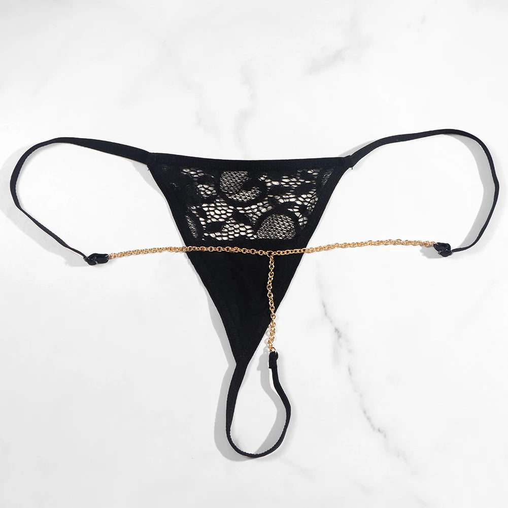 Personalized Custom Name Rhinestone Letter Chain Lace Thong for Women Adjustable Bridal Wedding Lingerie Underwear Gift