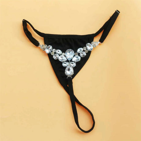 Fashion Briefs Panties Women Rhinestone Thong Club Dance Sexy Bikini Jewelry Accessories Panty Crystal Body Chain Rave Gifts