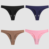 WarmSteps 4PCS/Set Sexy Women Panties Silk Satin Female Thongs Lingerie Soft Cozy Underwear Hot G-Strings Seamless Sports T-Back