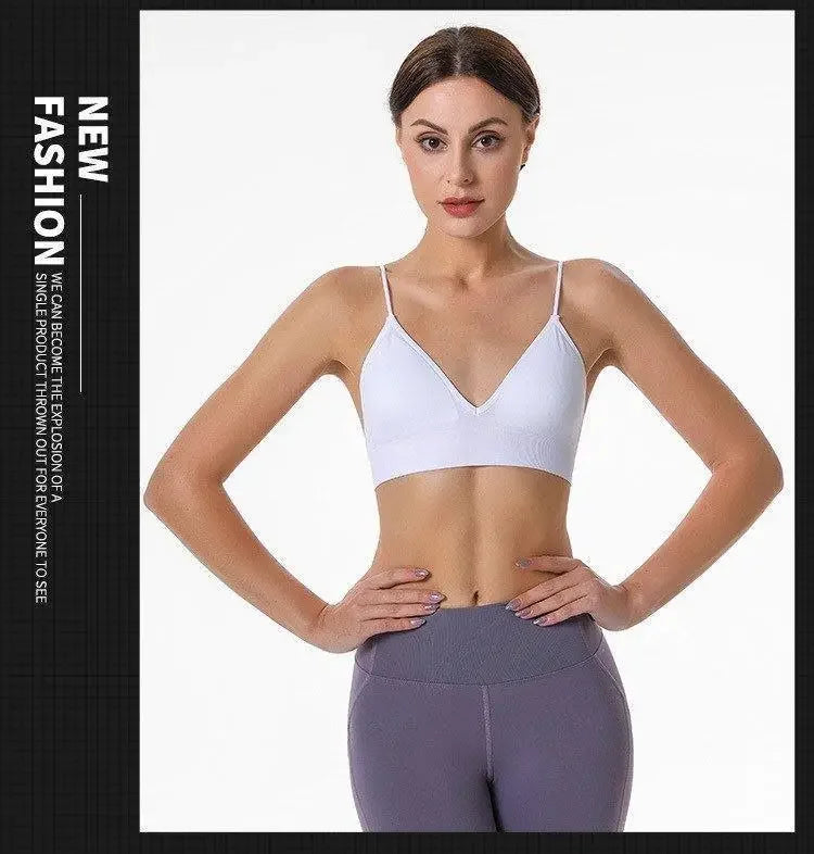 V Neck Seamless Triangle Cup Bra Camisole Underwear Wrapped Chest Women S M L Breathable Gather Up Sports Fitness Yoga Casual