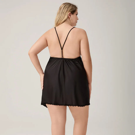Women's Nightgown Chemise Sleepwear Sexy Lace Intimate Lingerie Backless Hollow Out Night Dress Underwear Oversize Homewear