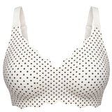 Bras for Women No Underwire Scalloped Wireless Push Up Bra Seamless Full Coverage Supportive Plus Size Tshirt Bra, Soft Breathable Comfortable Bralette, Leopard & Polka Dot Print Ice Silk Bra