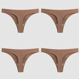 WarmSteps 4PCS/Set Sexy Women Panties Silk Satin Female Thongs Lingerie Soft Cozy Underwear Hot G-Strings Seamless Sports T-Back