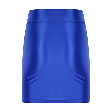Womens Glossy Two-piece Outfit Oil Shiny Smooth High Waist Mini Skirt with Tank Top Nightclub Rave Outfit Pole Dancing Clubwear