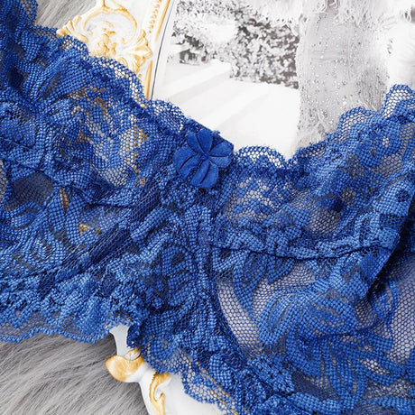 Plus Size Lace Ultra-thin Push Up Bra Women Sexy Hollow Out Lingerie Lady Lace Transparent Underwear Female Embroidery Solid Bra