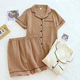 100% Cotton Gauze Women Pajamas Polka Dot Print Sleepwear 2025 Spring Female 2 Piece Set Nightwear Lady Pyjamas Loungewear