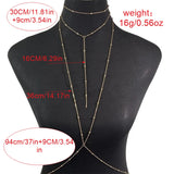 Simple Multilayer Rhinestone Back Chain Necklaces for Women Sexy Metal Shiny Crystal Bikini Waist Chain Body Chain Jewelry Gifts
