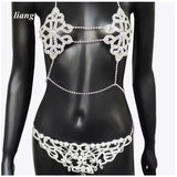 Bikini Crystal Chest Chain Suit Fashion Sexy Three-point T-ShapedPants Body Chain Girls Sexy Underwear Chain Bra Chain Underwear