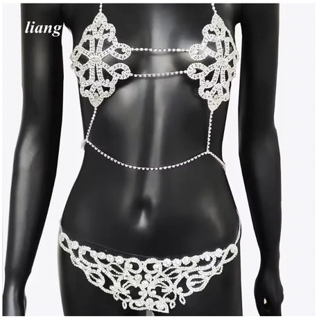 Bikini Crystal Chest Chain Suit Fashion Sexy Three-point T-ShapedPants Body Chain Girls Sexy Underwear Chain Bra Chain Underwear