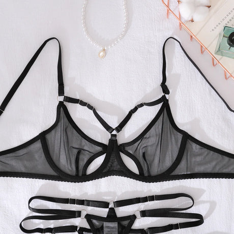Diccvicc Transparent Mesh Lingerie Bandage Bra Fancy Cut Out Panty Set with Gloves Naked Women Sexy Underwear Uncensored Outfits