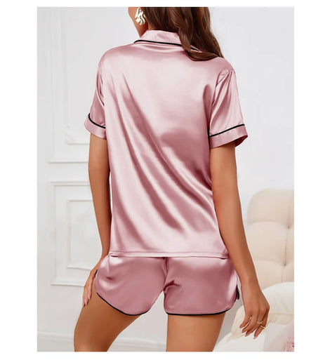 Luxury Satin Silk Women's Pajamas Set Short Sleeve Sleepwear Leisure Home Clothes Nightwear Comfortable Pyjamas for Women Pj Set