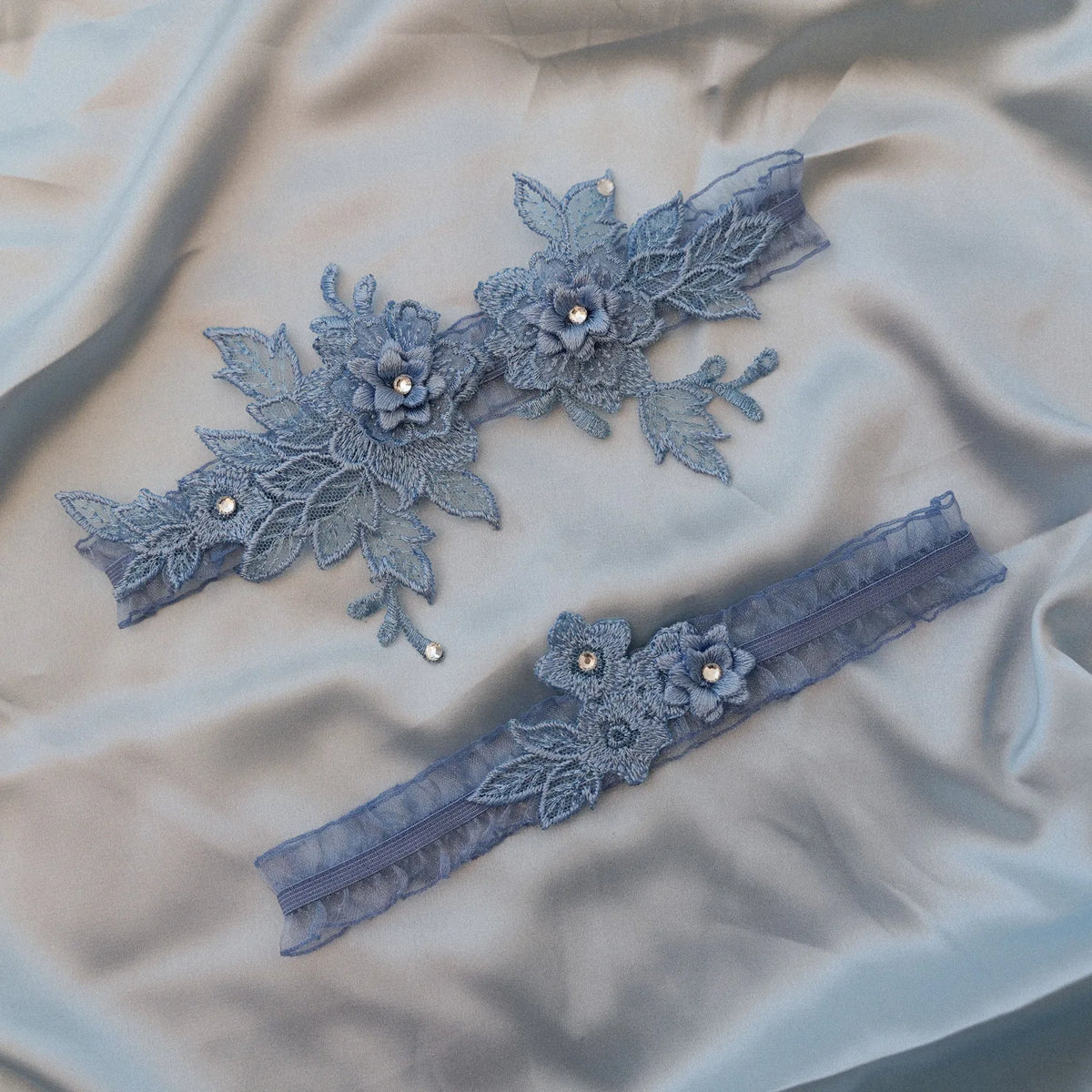 Sexy Lace Garter Women Socks Ring Bride Leg Ring Wedding Dress Ring Decoration Garters Thigh Bands Flowers With Rhinestone Blue