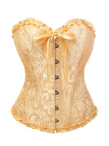 Women Bustier Corset Victorian Gothic Jacquard Front Busk Waist Cincher Halloween Party Wear