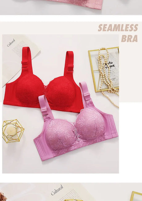 Wireless Woman's Bra Adjustable Straps Sexy Brassiere Lace Trim Side Ladies' Support Gathering Full Cup Lingerie Girl Bra Daily