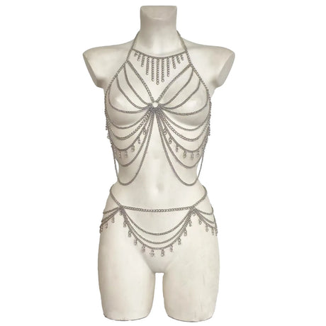 Handmade Body Chain Set Belly Dance Costume Waist Chain Body Jewelry Show Dance Festival Rave outfit Accessories