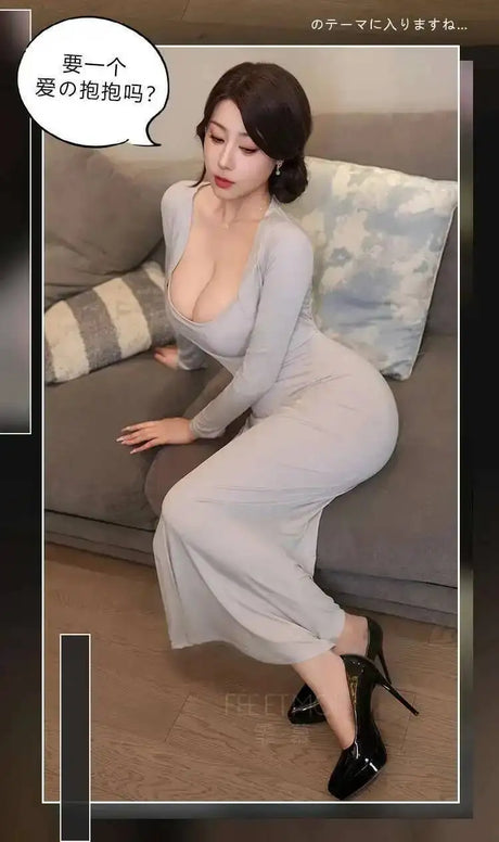 Gentle Chest Cushion Seductive Thin Sheer Seductive Revealing Chest Home Set Sexy Dress Elegant Long Dress Hot Sexy Women STF7