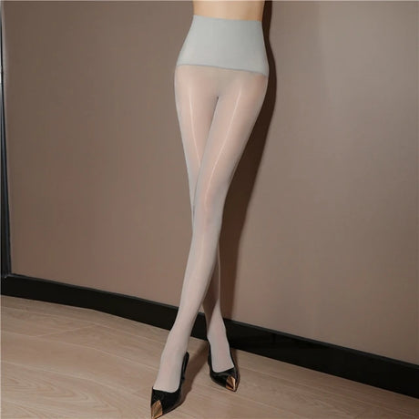 High Waist Seamless Stockings Horse Oil Stockings Sexy Oily Pantyhose Thin Section Flesh-colored Glossy Stockings женские чулки