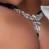 Fashion Briefs Panties Women Rhinestone Thong Club Dance Sexy Bikini Jewelry Accessories Panty Crystal Body Chain Rave Gifts