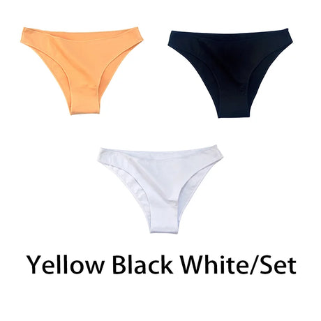 3PCS/Set Women Sexy Cotton Panties Low Waist Bikini Underwear Female Underpants Solid Color Soft Girls Briefs Intimates