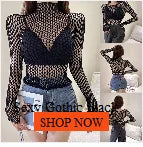 Sexy Women T Shirt See Through Mesh Black Long Sleeve Bodysuit Sheer Slim Turtleneck Tulle Crop Top T-Shirt Transparent Clubwear