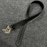 Anime Cosplay Rivet Faux‑Leather Waist Belt Unique Gesture‑shaped Metal Buckle Decor Unisex Punk Trouser Strap Fashion Accessory
