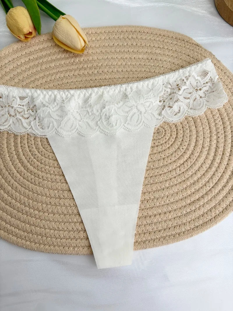 Personalized Custom Thong Name Crystal Letter G-String Low Waisted Lace Thong Ice Silk Bikini Panties Hot Wife Girlfriend Gift