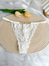 Custom Rhinestone Letter Name Text Sexy Lace Thong Panties Low Rise G-string Personalized Gift Wife Lover Anniversary Festival