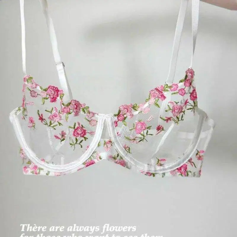 Sexy Sheer Lace Flower Embroidery Underwire Bra for Women, Large Breast Minimizer Anti‑Sagging Comfort Everyday Wear YEMOMO S‑XL