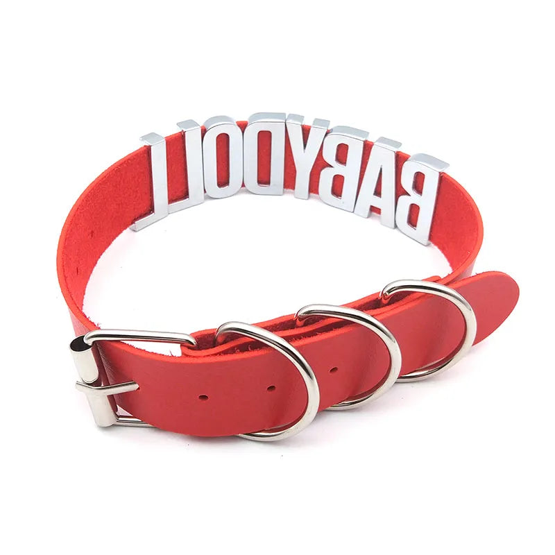 30MM Soft Faux Leather Collars Goth Sexy Customized Letters MEOW Choker Necklace Punk Personalized Role Age Cosplay Jewelry