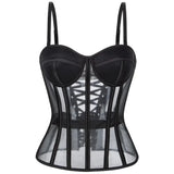 WSHKING Overbust Corset With Bra Korset Woman Strapless Bustier Top Mesh Women Lingerie Black White Sexy Lingerie