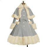 Thicken Christmas Dress Xmas Cloak Princess Cosplay Costume Red Winter Dress Women Long Sleeved Gown Furry Anime Role Outfit
