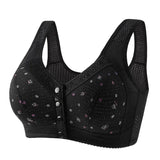 FallSweet Front Closure Cotton Bra for Women Plus Size Seamless Wireless Sports Bras Thin Underwear for Middle-Aged & Elderly