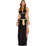 Ancient Egyptian Queen Inspired Ankha Cosplay Costume Set, White/Black Goddess Dress Gold Accents for Halloween & Themed Parties