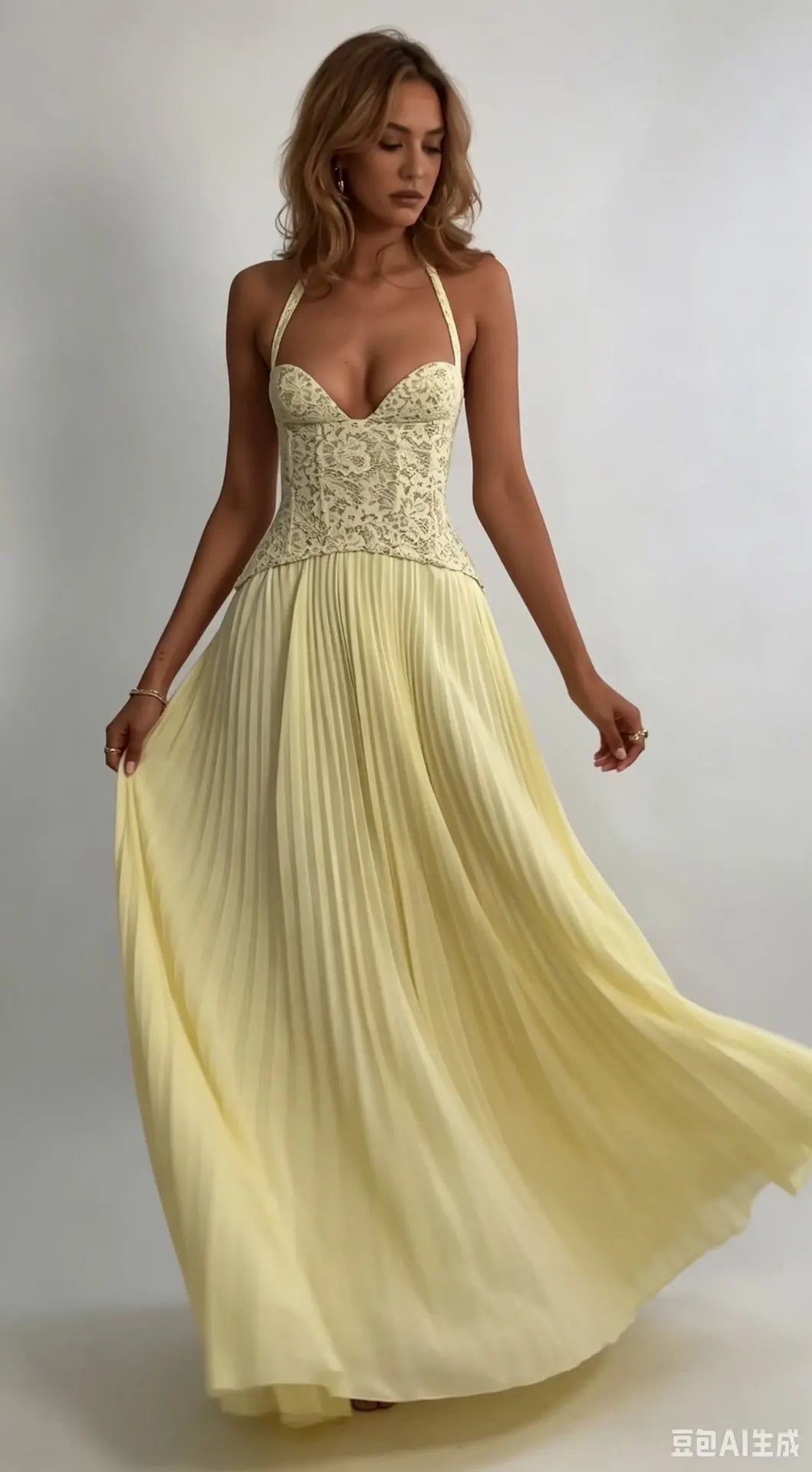 Elegant Women's Halter Long Dress Corset Pleated Dresses Evening Party Formal Wedding Guest Green Graduation Bridesmaid Gown New