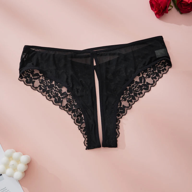 1PC Sexy Women's Thongs Tie-Side Open-Crotch Design Customizable Women's Underwear Comfortable Lace Panties