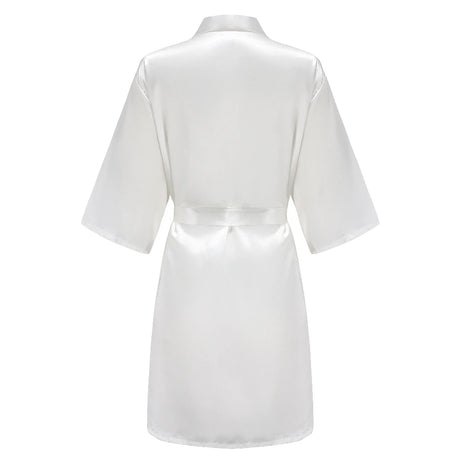 Grass Green Women's White Letter Bride Bridesmaid Short Satin Robes for Wedding Party Getting Ready