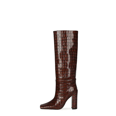 2024 NEW Fashion High Tube Knee High Boots 10cm/6.5cm Thick Heel 21 Colors Women Short Plush Boots Size 45 Winter Leather Shoes