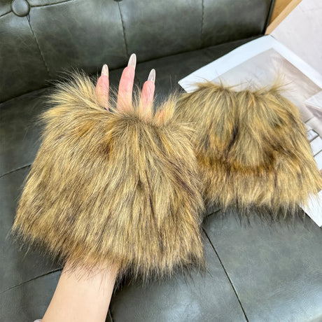 New Y2k Faux Fur Leg Warmers Spicy Girl Harajuku Winter Warm Furry Boots Cover Socks Jk Vintage Hiphop Cosplay Socks Accessories
