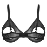 Women's Sheer Mesh Hollow Out Open Nipples Underwired Bra Tops  Push Up Unlined Bralette Bra Sexy Brassiere Balconette Underwear