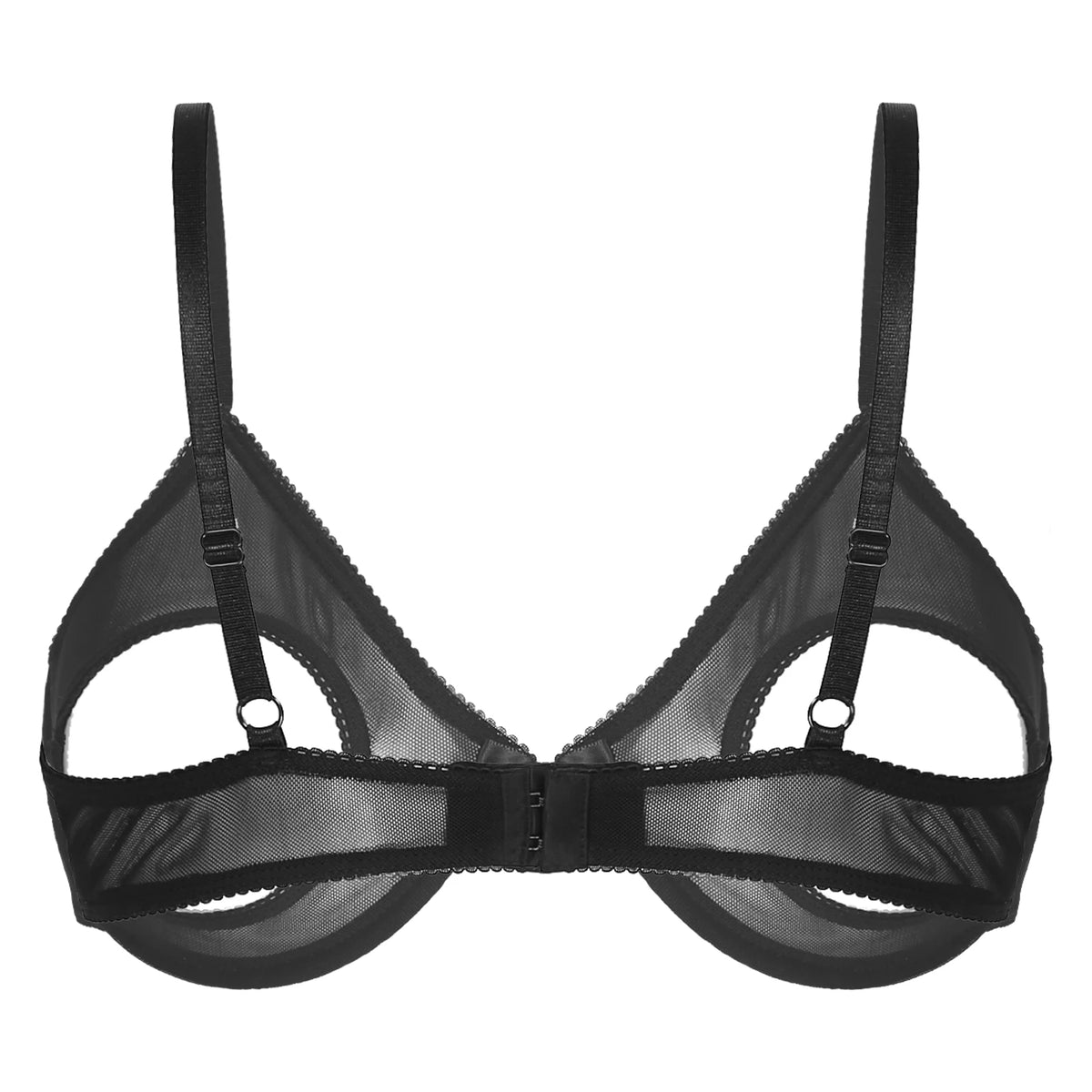 Women's Sheer Mesh Hollow Out Open Nipples Underwired Bra Tops  Push Up Unlined Bralette Bra Sexy Brassiere Balconette Underwear