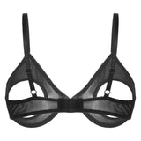 Women's Sheer Mesh Hollow Out Open Nipples Underwired Bra Tops  Push Up Unlined Bralette Bra Sexy Brassiere Balconette Underwear