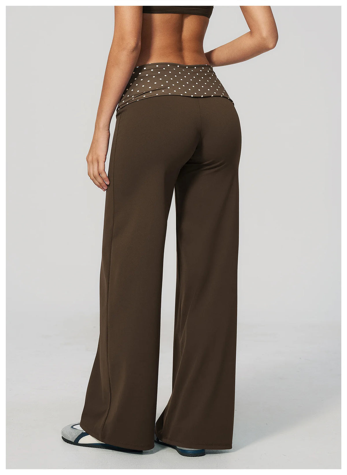 Fashion Polka Dot And Striped Wide Leg Pants For Women Fold Over Waist  Bell-bottoms Flare Yoga Pants Push Up Workout Leggings