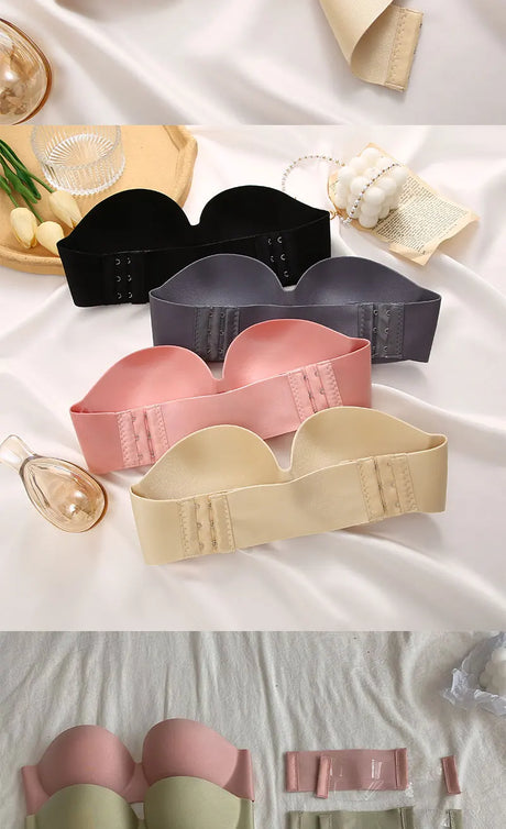 FINETOO 2Pcs Women Invisible Bras Front Closure Bra Sexy Push Up Bra Female Brassiere Strapless Seamless Backless Bralette