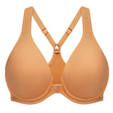 MELENECA Women's Racerback Full Coverage Front Closure Bras Plunge Unlined Seamless Underwire Bra