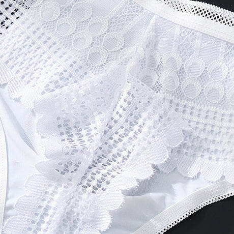 1pc Men's Sexy Lace Briefs Seamless Ice Silk G-String Underwear 3D Bulge Pouch Solid Thong High Elastic Breathable Panties