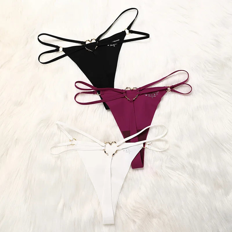 Iron Ring Sexy Women G String Briefs Ice Silk Panties Girls Underwear Thong Underpants Seamless Lingerie Plus Size S-XL