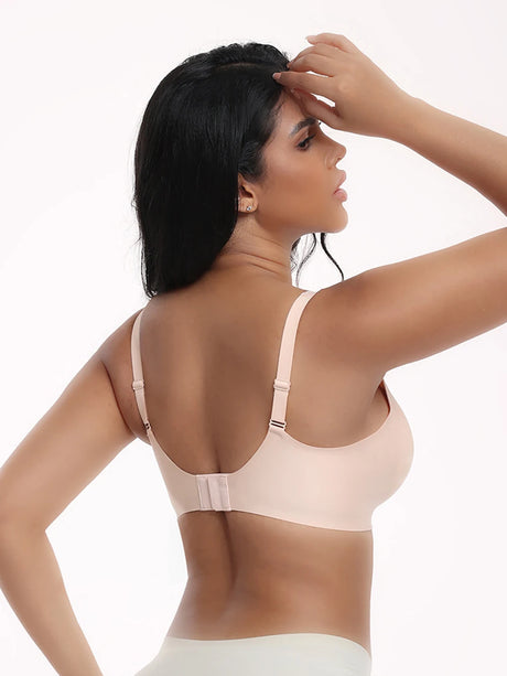 Jelly Wireless Bra Deep V Push Up Seamless T-Shirt Comfortable Plunge No Underwire Bras with Adjustable Straps Everyday Bras