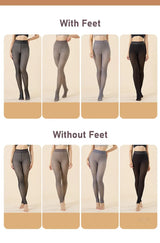 2PCS Plus Size Women's Fleece Warm Winter Tights Leggings Thick Fleece Panty Fake Translucent Pantyhose Thermal Stockings Woman