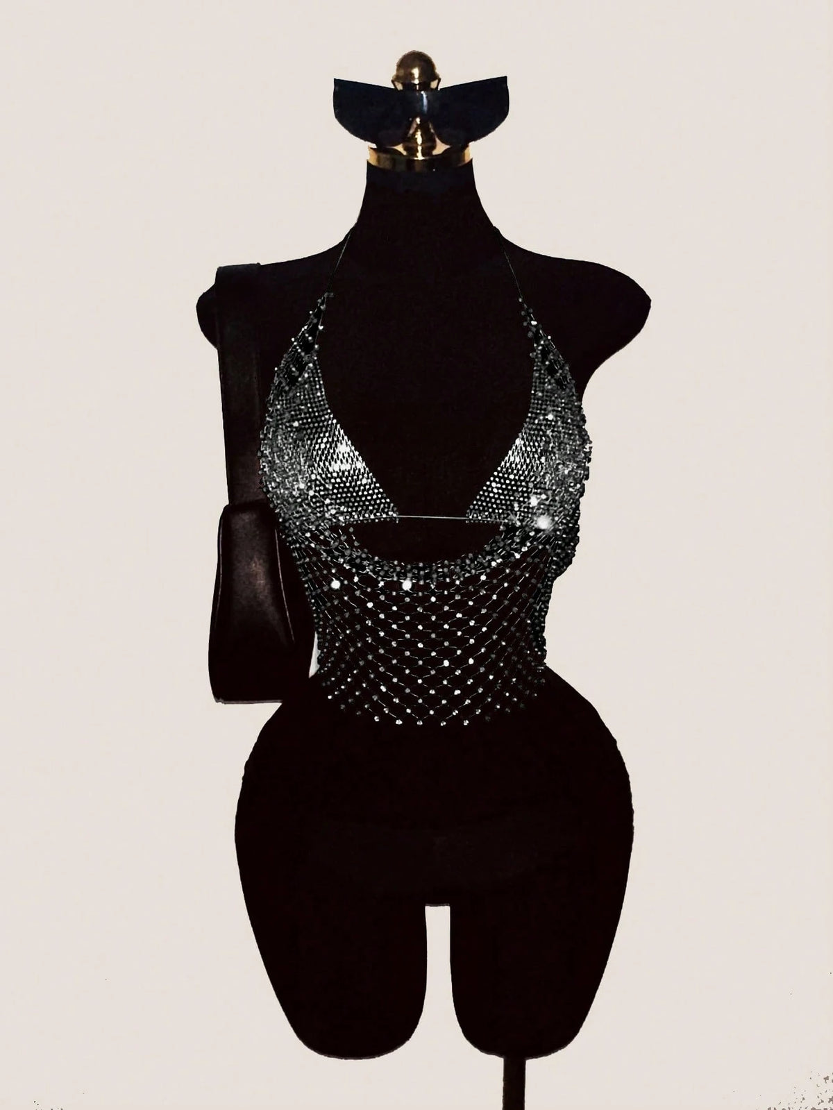 ling Pink Crystal Net Vest with Sequins Women Deep V Neck Dance Clubwear Trendy Fashion for Nightclub Bikini Cover Up